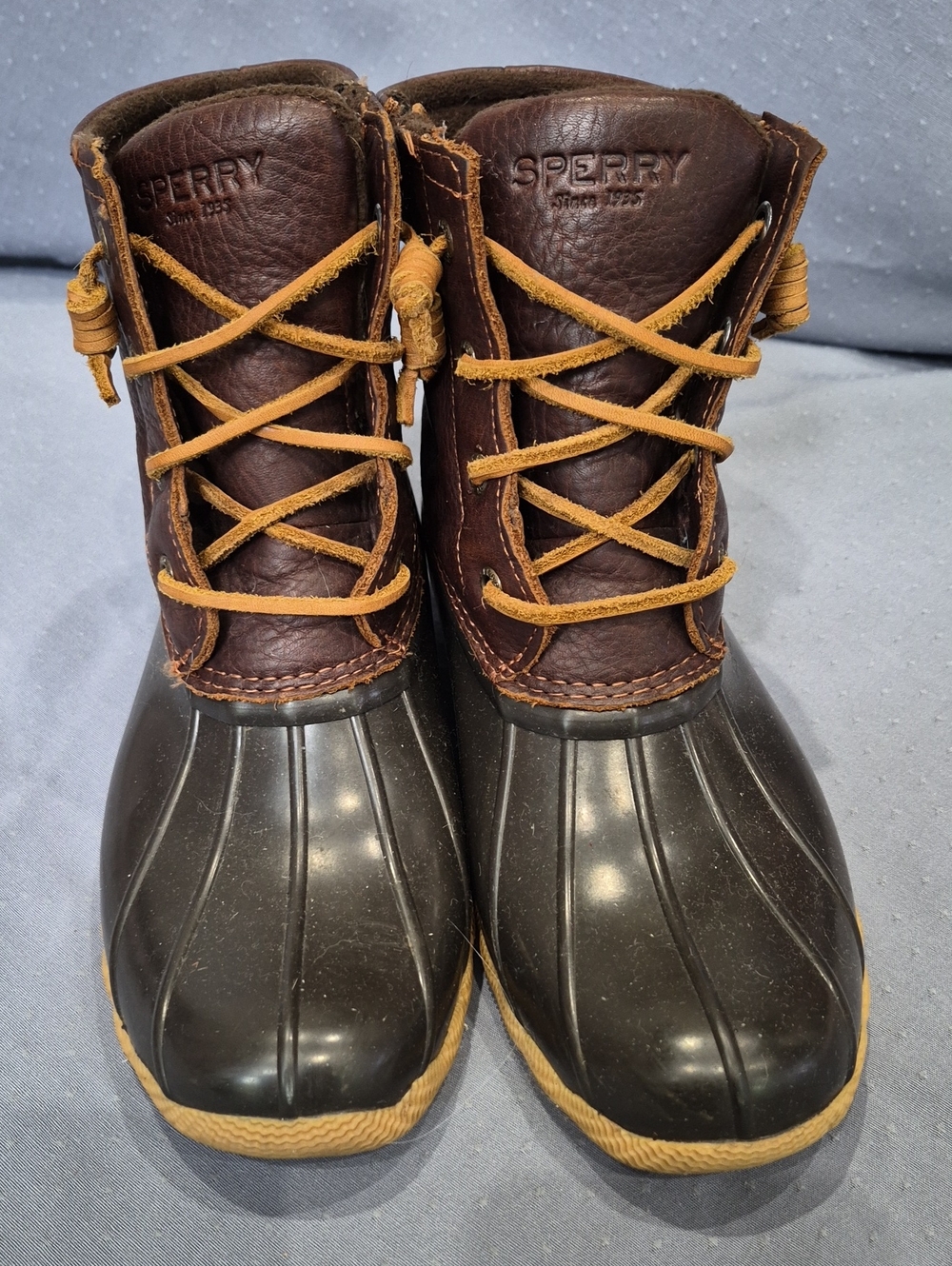 Sperry Saltwater Brown Leather Duck Boots Womens 7.5 STS91176